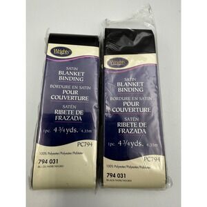 Wrights Satin Blanket Binding Black 4.75 Yards PC794 794 031 2 Pack Lot